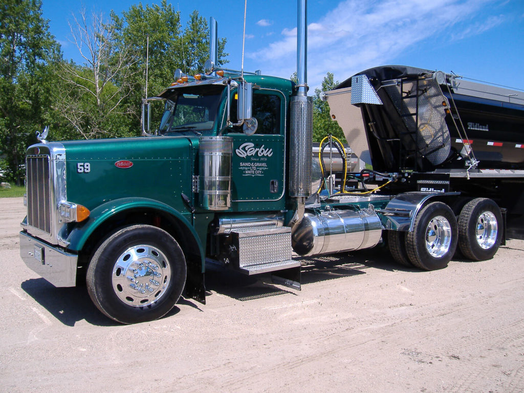 Serbu Sand & Gravel Ltd. Green Peterbilt Daycab Side Profile