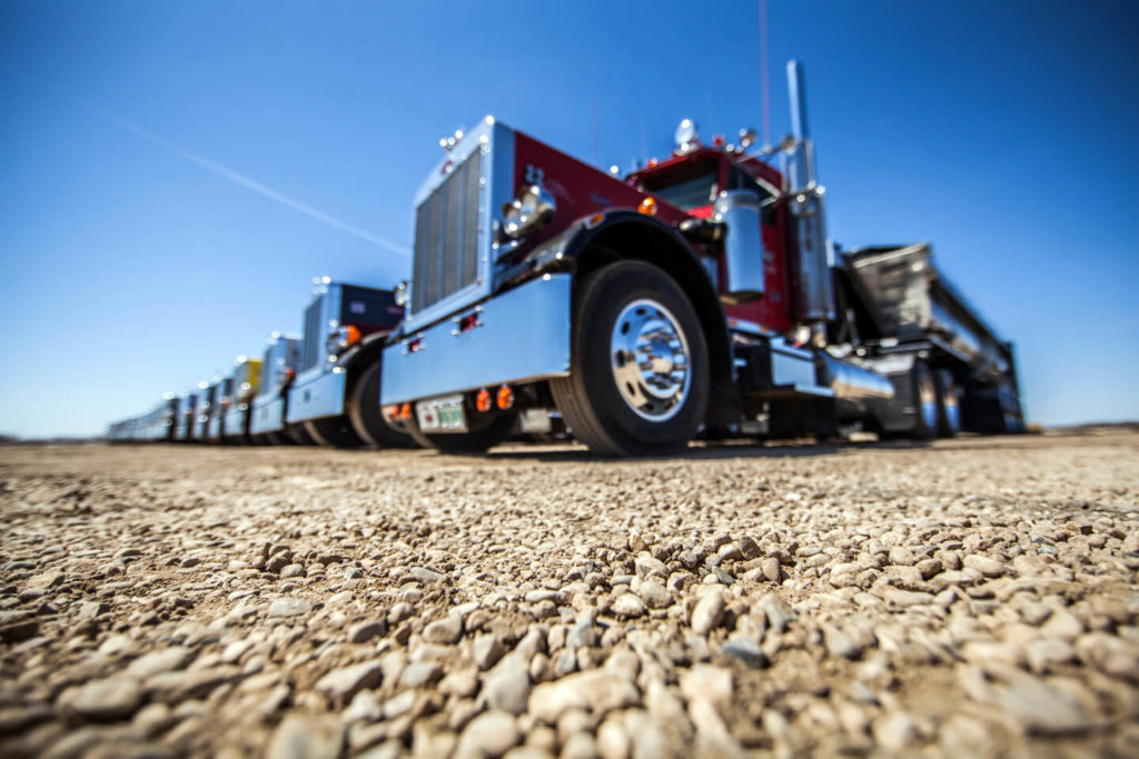 Peterbilt Fleet Side Profile of Daycabs & Belly Dump Trailers