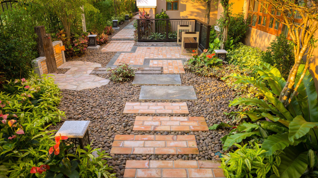 Xeriscaped Yard with Trees & Shrubs