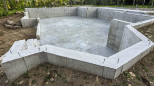 Concrete foundation for a house.