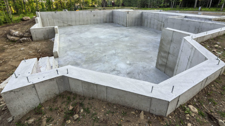 Concrete foundation for a house.