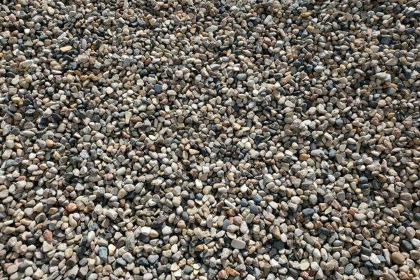 Pea gravel, also called washed rocks.